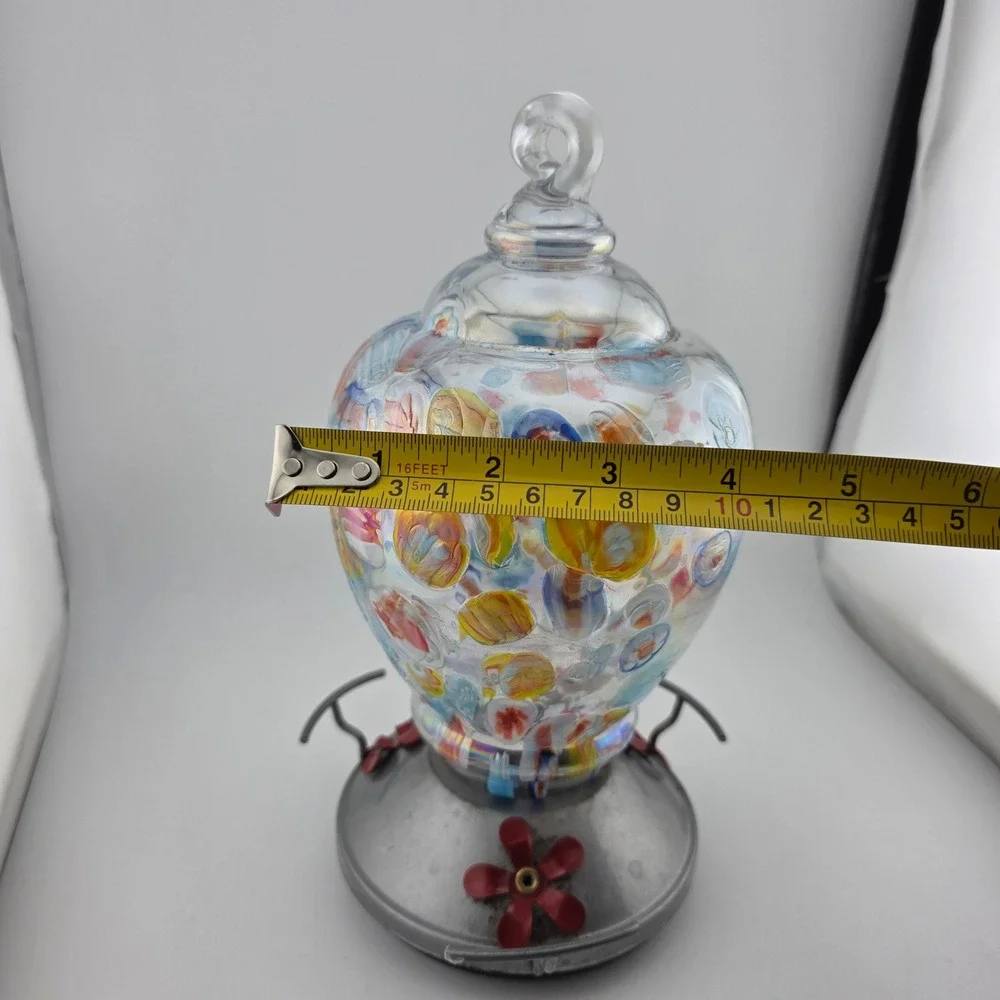 Style Selections Hummingbird Feeder Art Glass Nectar Bird Patio Colorful Outdoor